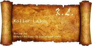 Koller Lajos névjegykártya